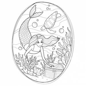 Русалка раскраски подводный мир раскраски рыбы контур детская иллюстрация животные мультфильм принцесса каракули детская раскраска