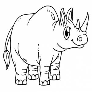 Носорог животное изолированная страница раскраски для детей