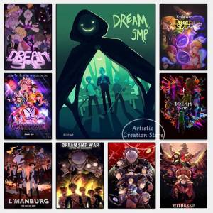 Плакаты Dream SMP Pogtopia GersHom с аниме, художественные картины на холсте HD, настенные картины для скандинавской семьи, спальни, игровой комнаты, украшение в подарок