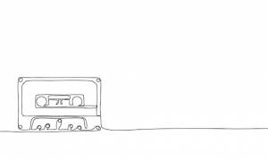 Однолинейная непрерывная компакт-кассета кассетная лента аудиокассета линейный вектор искусства, нарисованный вручную иллю