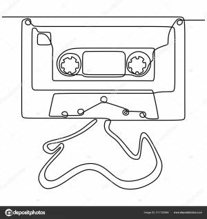 Одна сплошная чертежная кассета лента лента векторной иллюстрации минималистский дизайн одной линии искусства Векторное изображение ©ngupakarti 311133584