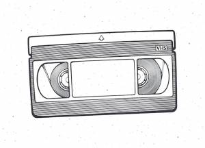 Схема кассеты vhs векторная иллюстрация система записи на видеоленту