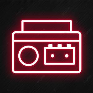значок кассетного плеера в неоновом стиле PNG , кассетный магнитофон значок, кассета, мультимедиа PNG картинки и пнг PSD рисунок для й загрузки