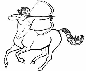 Раскраска Кентавр стреляет из лука