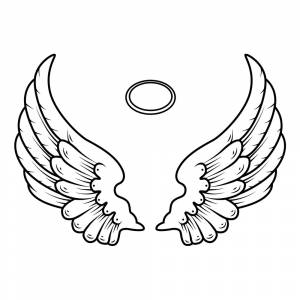 Раскраска Простые ангельские крылья и нимб