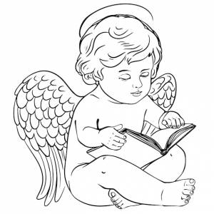 Детские крылья ангела с вектором руки книги-раскраски