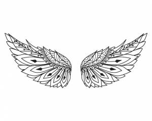 Крылья ангела мандалы для элемента дизайна, гравировки, резки бумаги, печати  книжки-раскраски