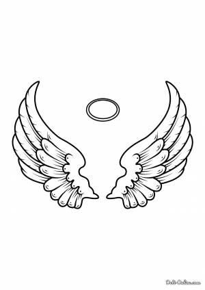 Раскраска Простые ангельские крылья и нимб