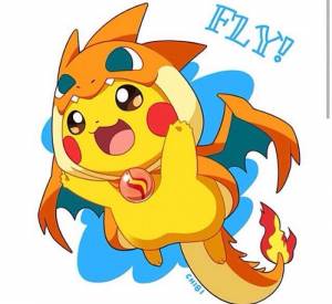 Pikachu as Charizard