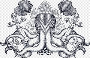 Осьминог Ктулху, Ктулху Макула, другие, монохромный png
