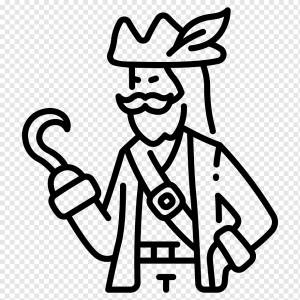 борода, капитан, характер, рука, шляпа, крюк, пират, пиратский значок наброски, png