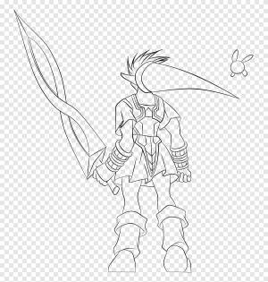 Штриховой рисунок мультяшный эскиз, дракон и феникс, угол, белый png