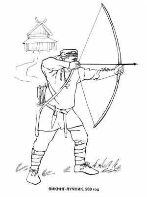 Раскраски лучник, Раскраска Викинг лучник народы мира
