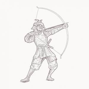 Самурай лучник рука рисунок