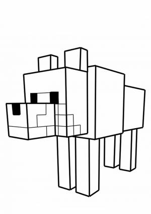 Раскраска Волк Minecraft