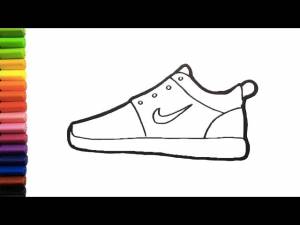 Блестящие кроссовки NIKE раскраска и рисунок для детей