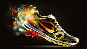 Кроссовки Nike на черном фоне с красочными вкраплениями, картинки найк, Найк, обувь фон картинки и Фото для й загрузки