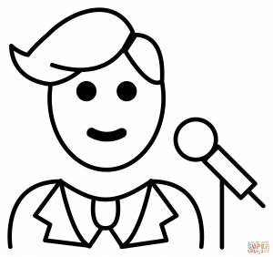 Раскраска Мужчина-певец смайлик