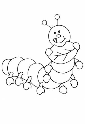 Раскраска Гусеница Еда