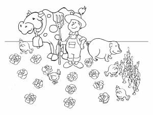 Раскраски Раскраска Фермер с животными