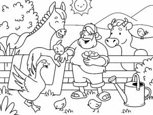 Раскраска Фермер и его звери