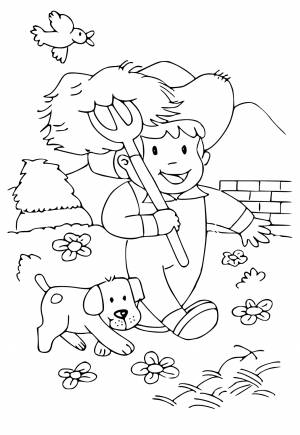 Раскраска Ферма Фермер