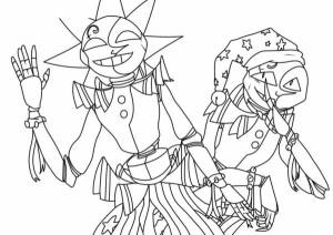 Картинки аниматроники солнце и луна раскраски