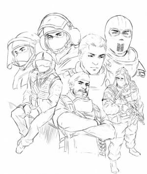 Раскраска Главные персонажи rainbow six siege
