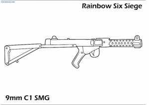 Раскраска 9mm C1 SMG Rainbow Six Siege