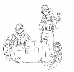 Раскраска Милые персонажи rainbow six siege