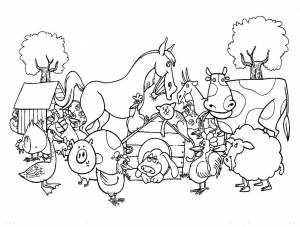 Раскраски Ферма, Раскраска Ферма с животными домашние животные