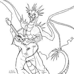 Иллюстрация Дракон рокер в стиле 2d, графика