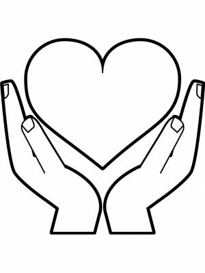 Раскраска сердце в руках