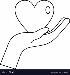Раскраска сердце в руках