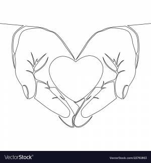 Раскраска сердце в руках
