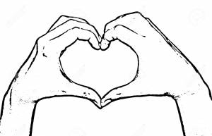 Рисунок рука с сердечком для срисовки
