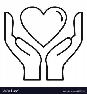 Раскраска сердце в руках