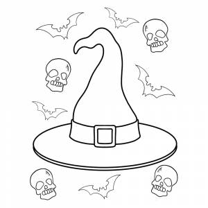 Раскраска Простой рисунок шляпы ведьмы