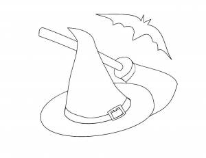 Раскраски Раскраска Шляпа ведьмы и метла