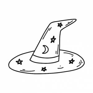 Ручной рисунок шляпы волшебника каракули хэллоуин элемент мультфильма векторный рисунок иллюстрация линии шляпы ведьмы для печати иконки веб-дизайна раскраски страницы