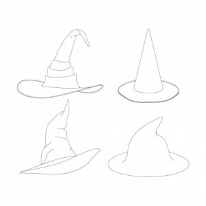 Шаблон шляпы ведьмы векторная иллюстрация плоский контур дизайна