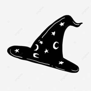 рисунок Ручной обращается шляпа ведьмы творческий черный и белый монохромный каракули PNG , ведьма рисунок, рисунок шляпы, рисунок шляпы ведьмы PNG картинки и п…