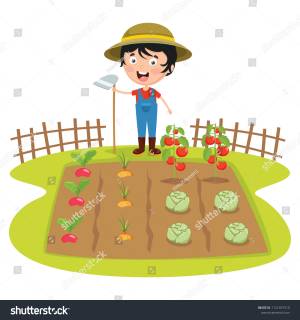 Vector Illustration Kid Farmer