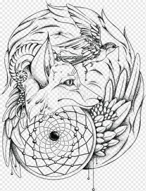 Abziehtattoo Art Fox Рисунок, тотем, лицо, животные, монохромный png