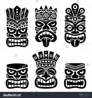 Hawaiian Polynesia Tiki Head Totem Vector