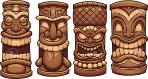 Cartoon tiki totems
