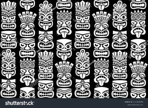 Tiki Pole Totem Vector Seamless Pattern