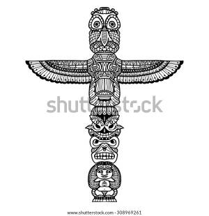 Doodle традиционный индийский религиозный тотем, изолированный