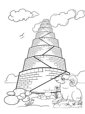Раскраска вавилонская башня