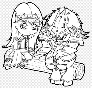 World of Warcraft Line art Рисование Чиби, мир варкрафта, угол, белый png
